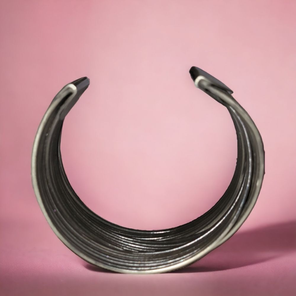 Silver Colored Braided Cuff Bracelet Adjustable - image 3